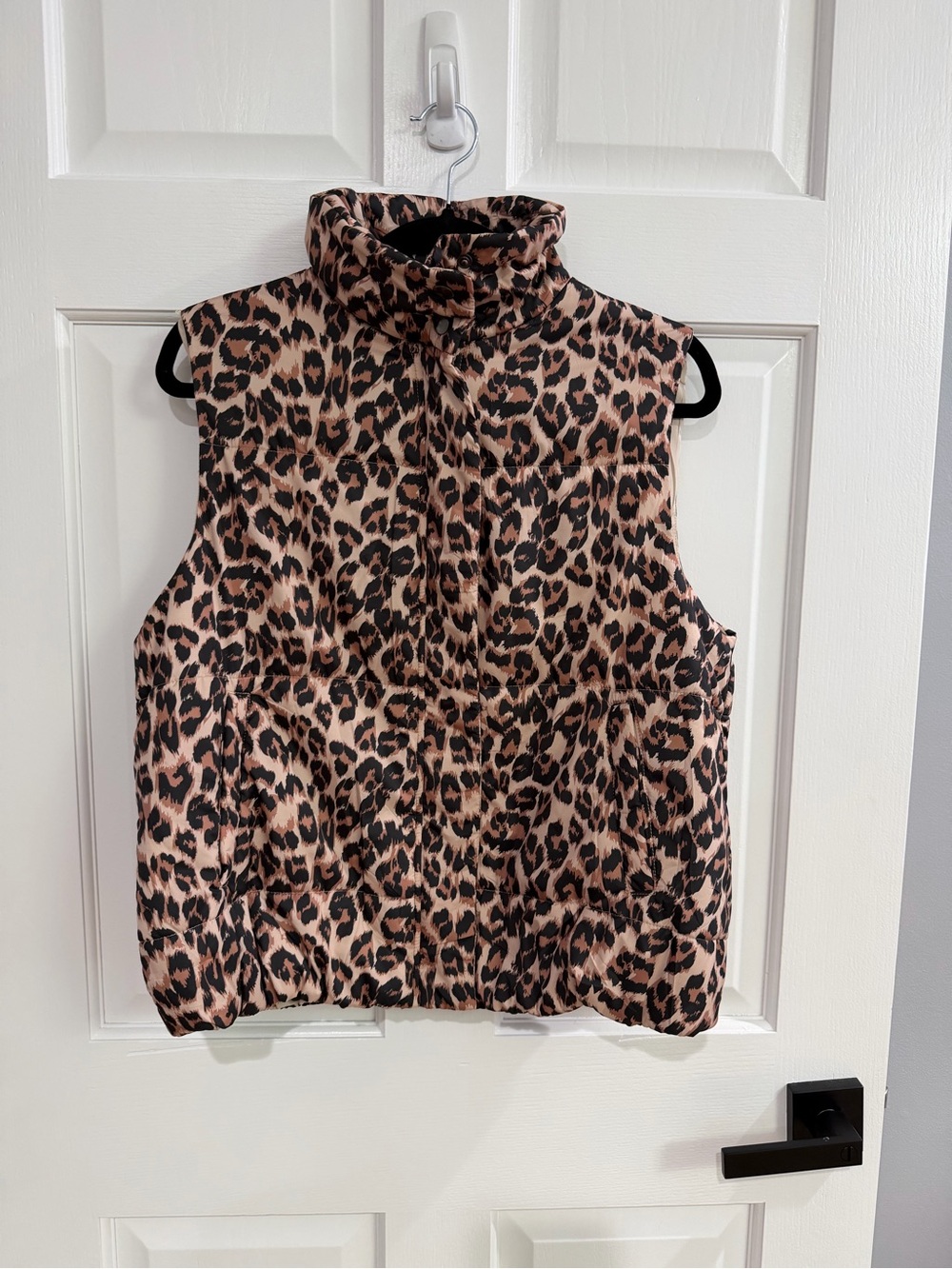 Birdies Leopard Print Puffer Vest in Tan and Black